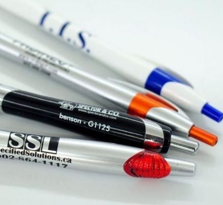 pens with info printed on