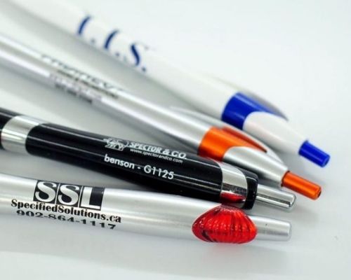 pens with info printed on