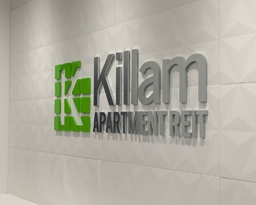 killam apartment rent sign installed on a wall