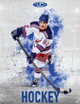 catalog cover showing a man hockey player