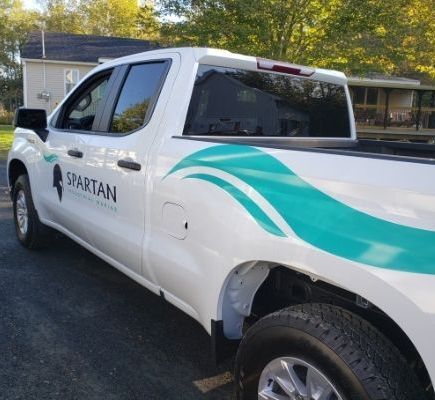 spartan sticker on car door
